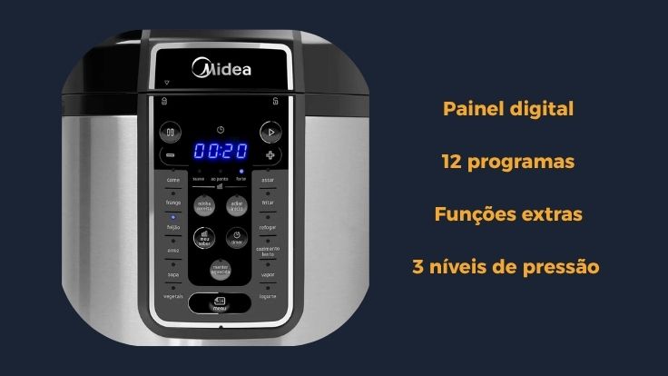 Painel da Midea Mastersteam Inox