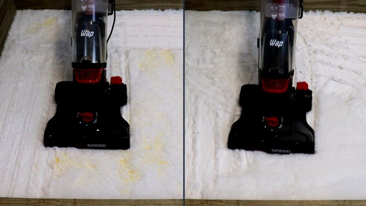 Teste de limpeza de tapetes altos