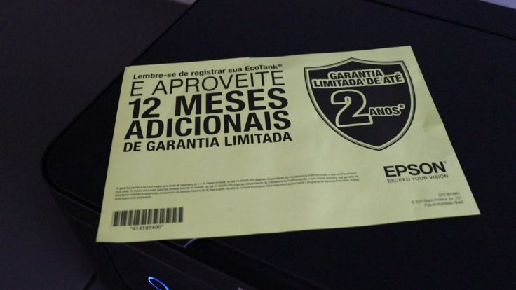 Folder de garantia da Epson EcoTank L4260