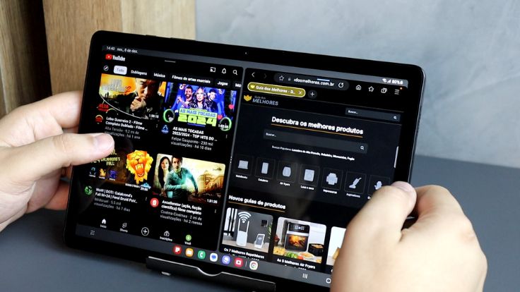 Demonstração da função multitarefas do Samsung Galaxy Tab A9+