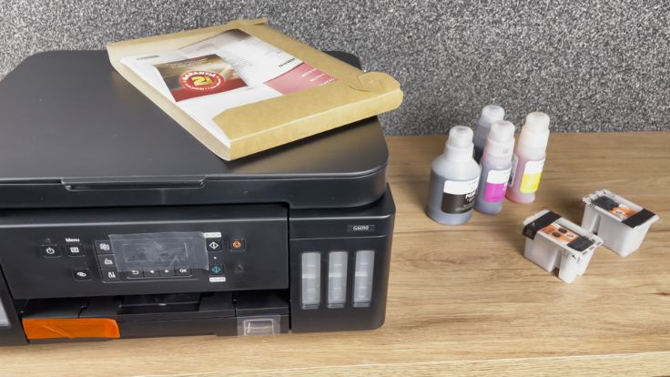 Itens inclusos com a Canon MegaTank G6010
