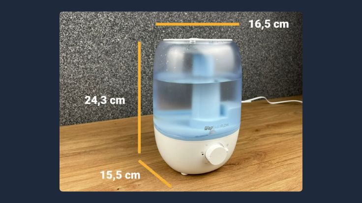 Medidas do umidificador de ar WAP Air Flow U2