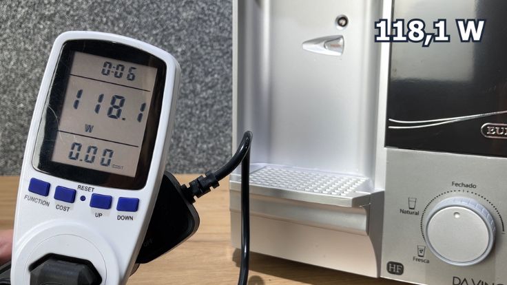 Teste de consumo elétrico do purificador Da Vinci Ice HF