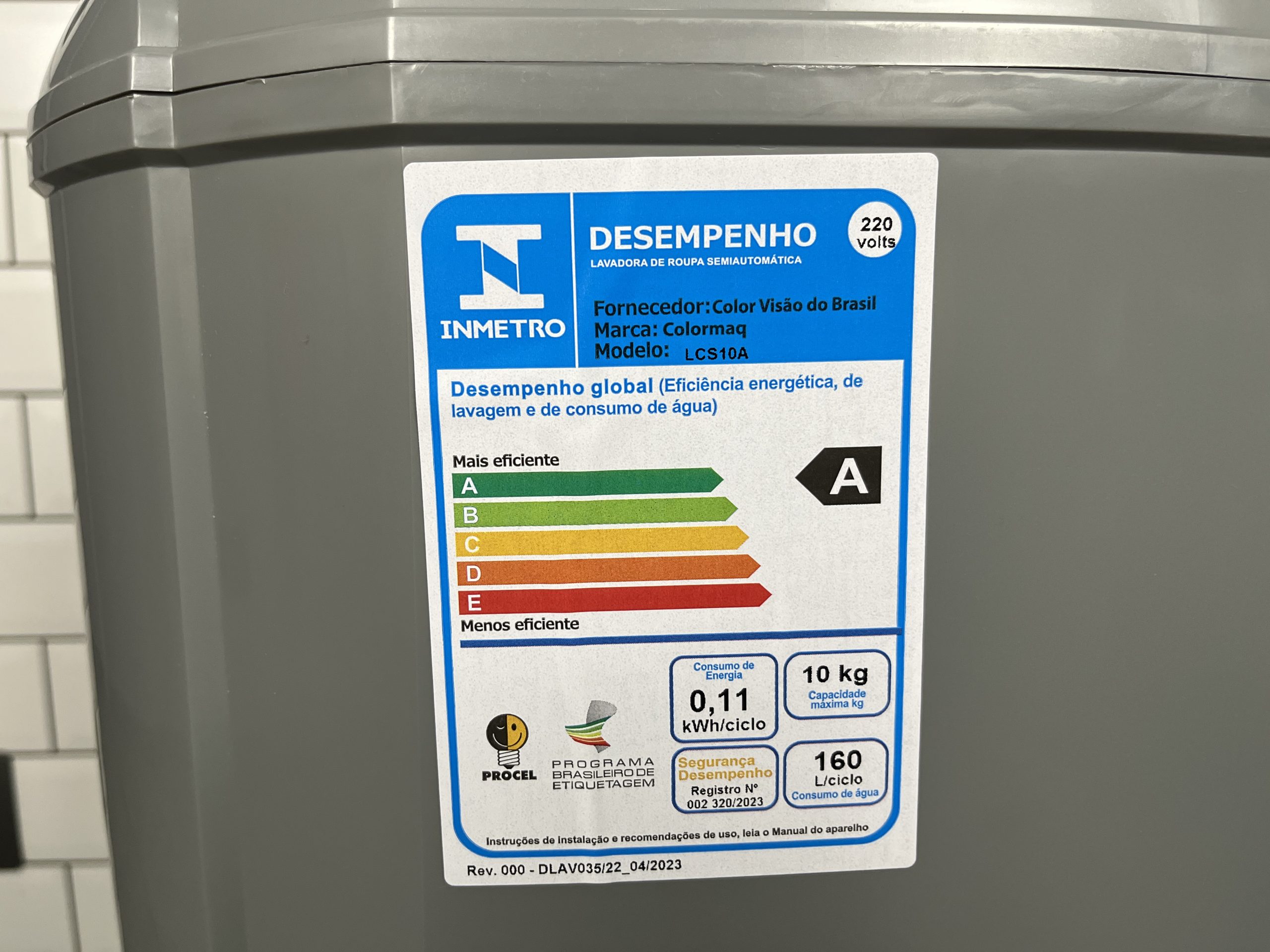 Selo do INMETRO Colormaq LCS10