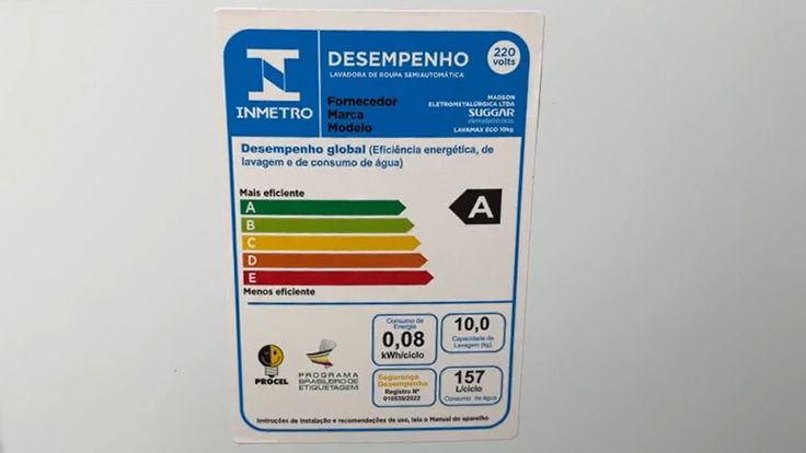Selo do INMETRO do Suggar Lavamax Eco 10Kg